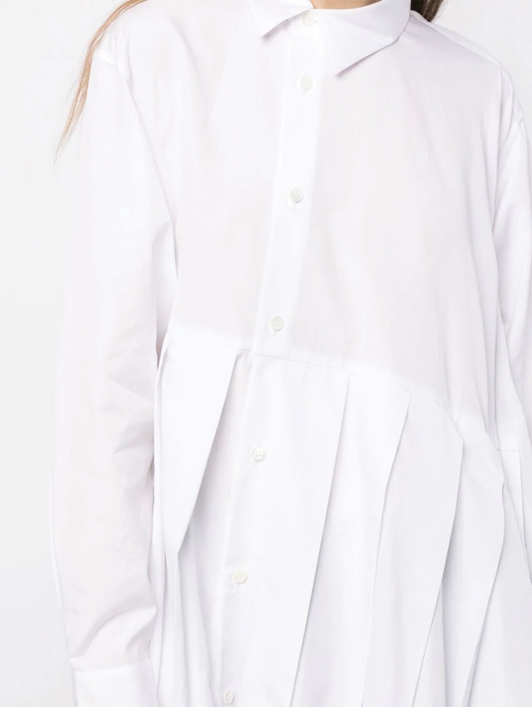 CDG CDG White Asymmetric Pleated Shirt