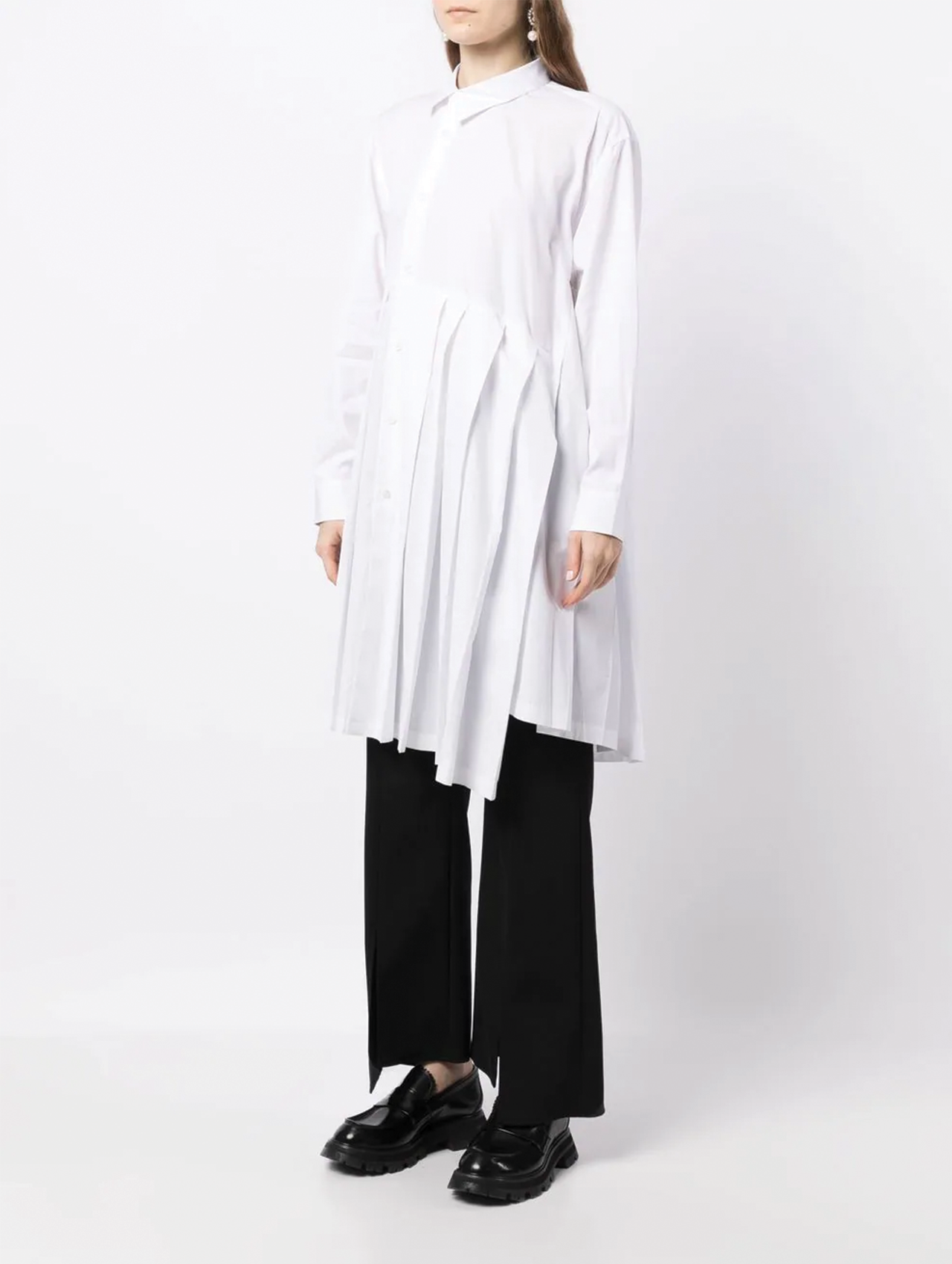 CDG CDG White Asymmetric Pleated Shirt