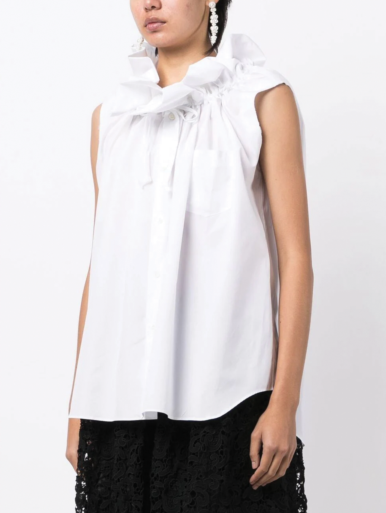 CDG CDG White Sleeveless Frill Collar Blouse