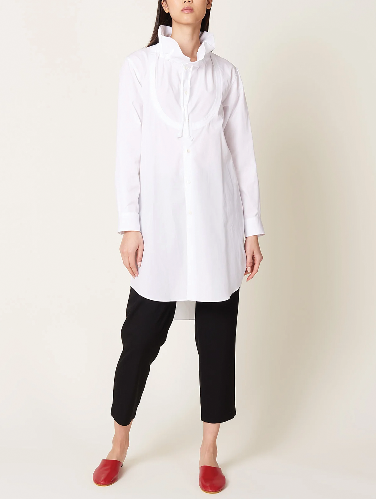 CDG CDG White Ruffle Collar Blouse