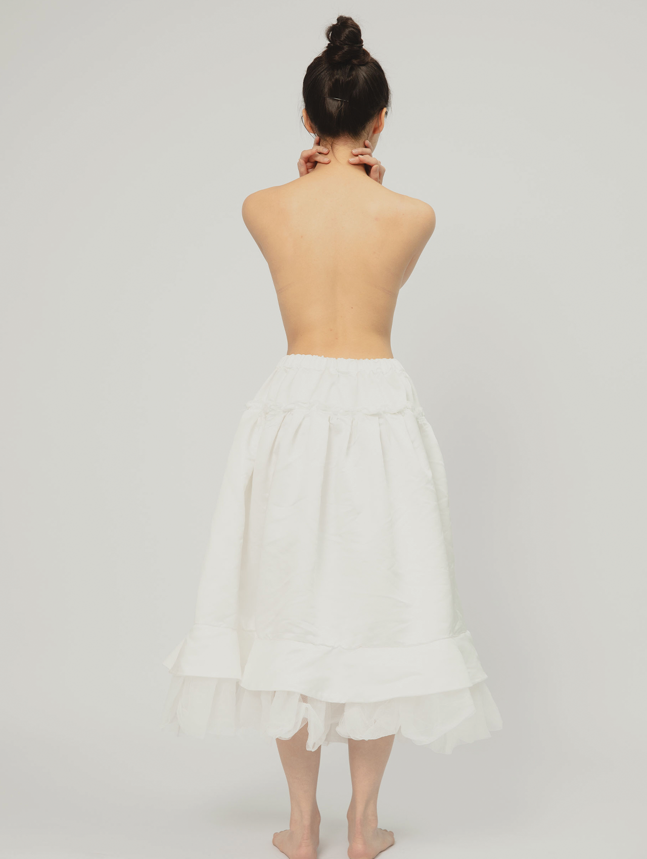 CDG CDG White Satin Ruffle Skirt