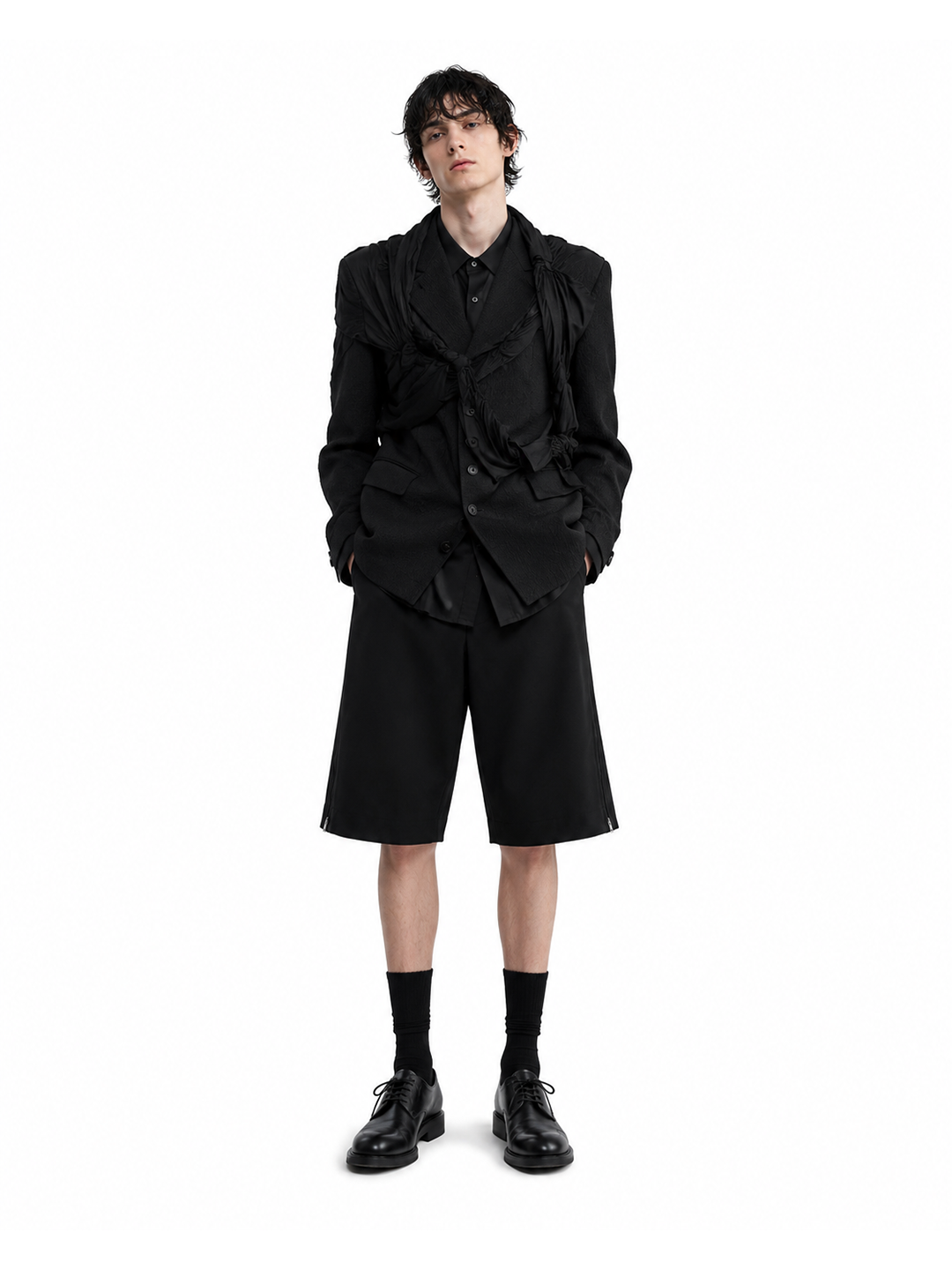 CDG Homme Plus Black Side Zip Shorts