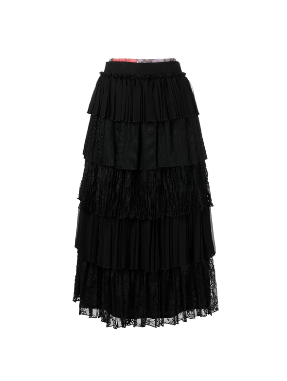 CDG TAO Black/Red Layered Lace Skirt