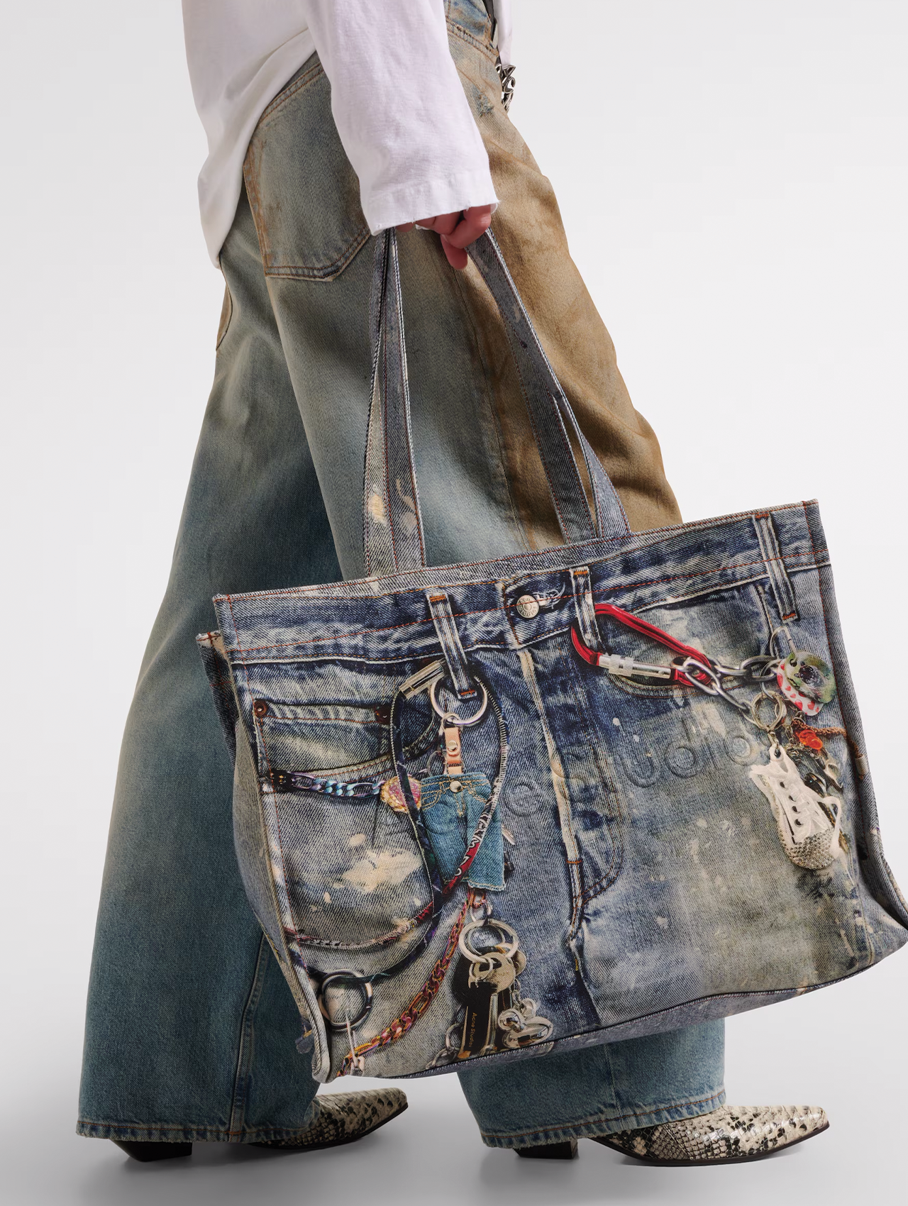 Acne Studios Trompe L'oeil Denim Tote