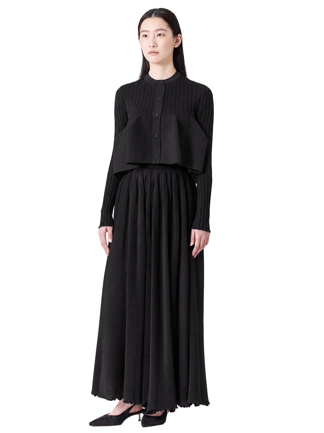 CFCL Black Hypha Lucent Glitter Flare Pants