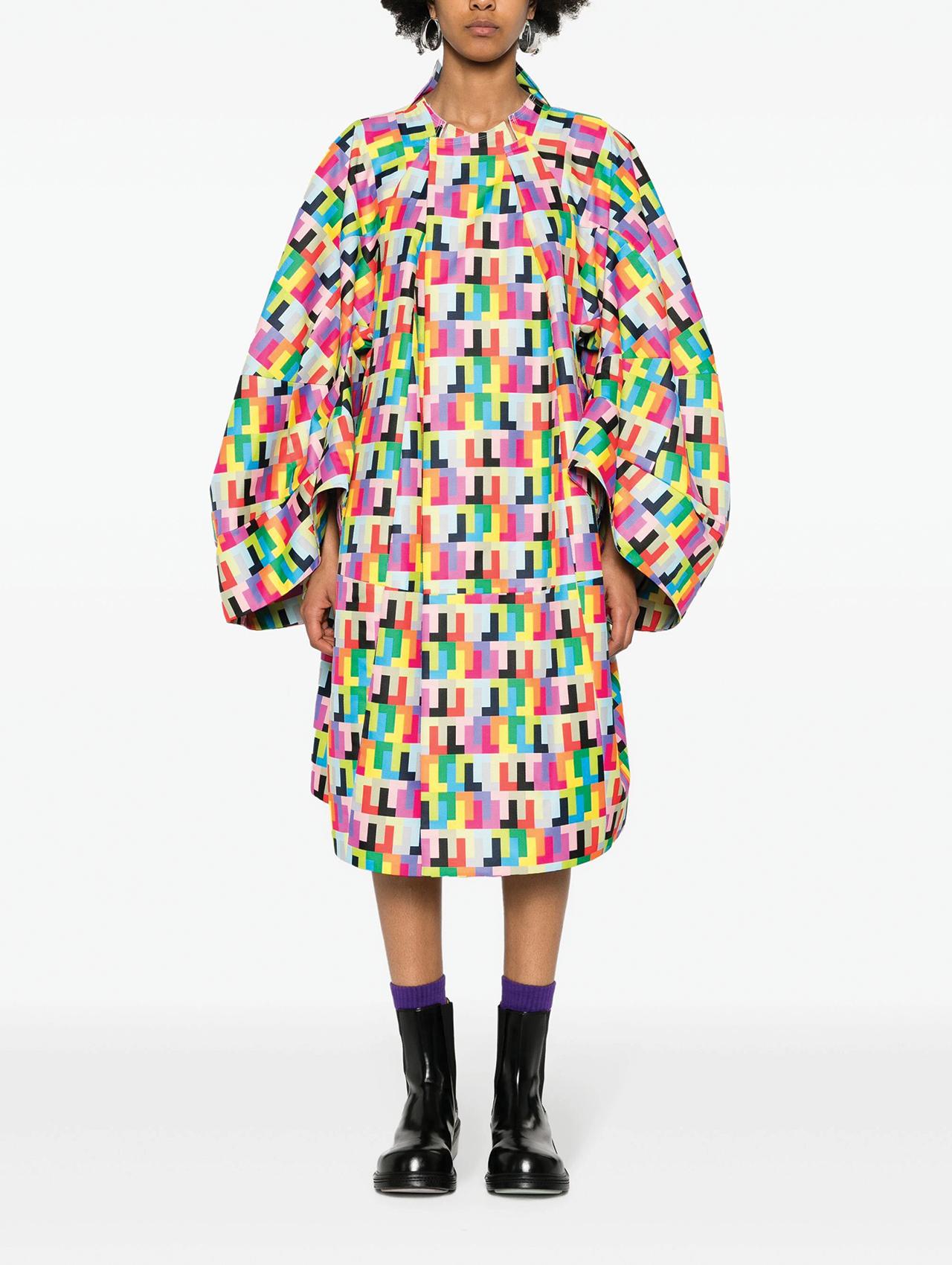 Comme Des Garçons Rainbow Geometric Print Coat