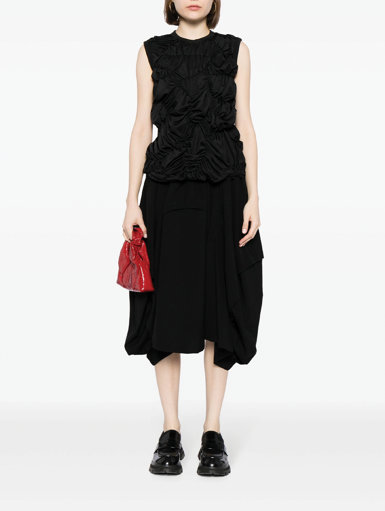 Comme Des Garçons Black Draped Wool Skirt