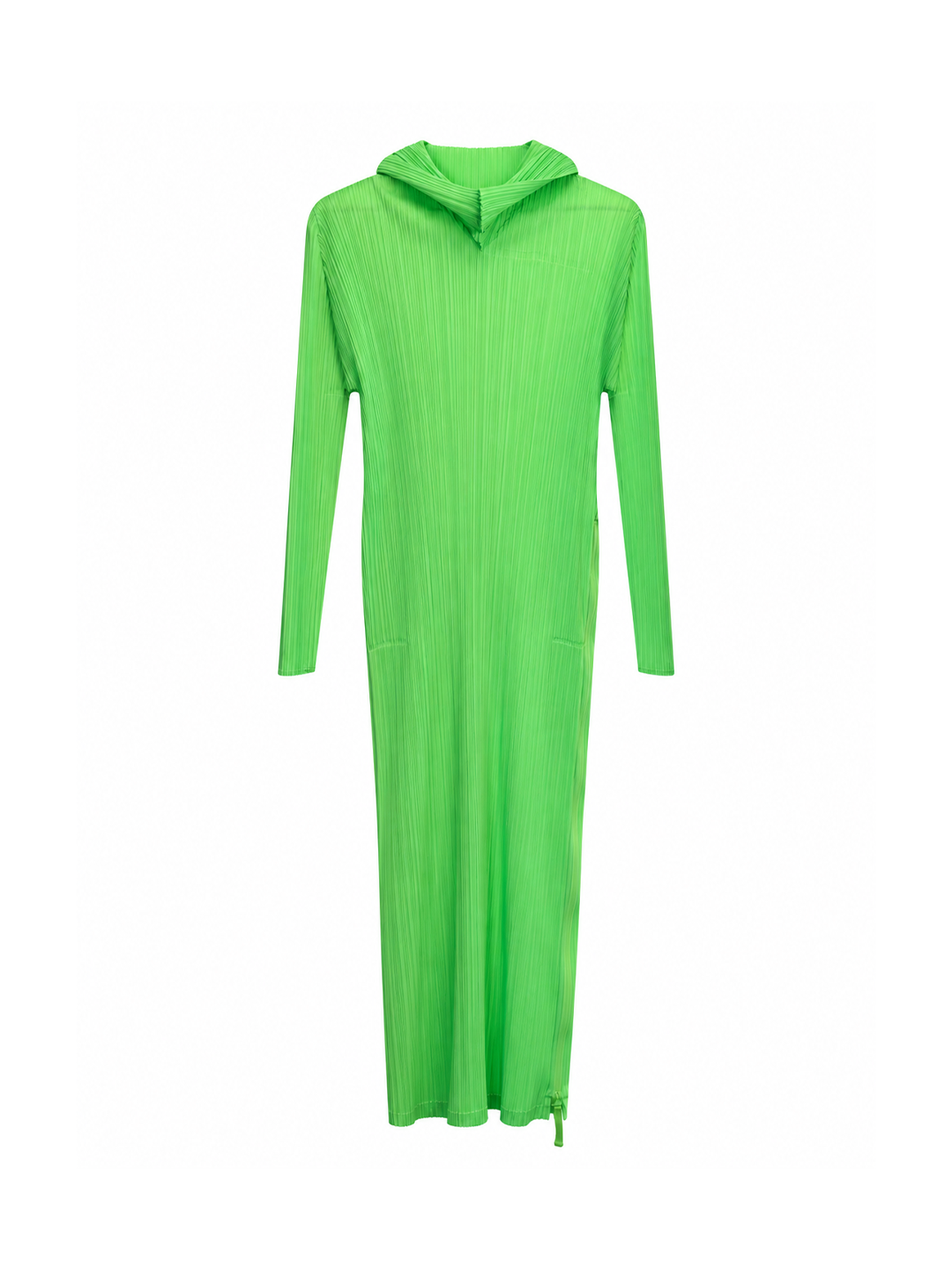 Pleats Please Issey Miyake Neon Green Long Sleeve Dress