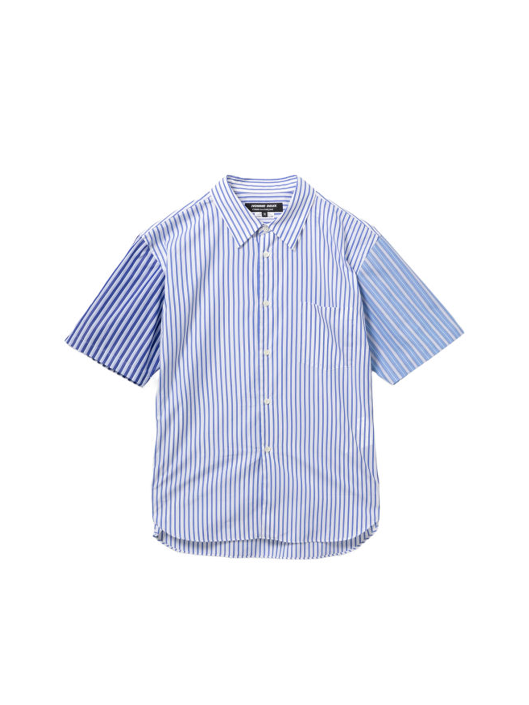 CDG Homme Deux Blue Panelled Short Sleeve Shirt
