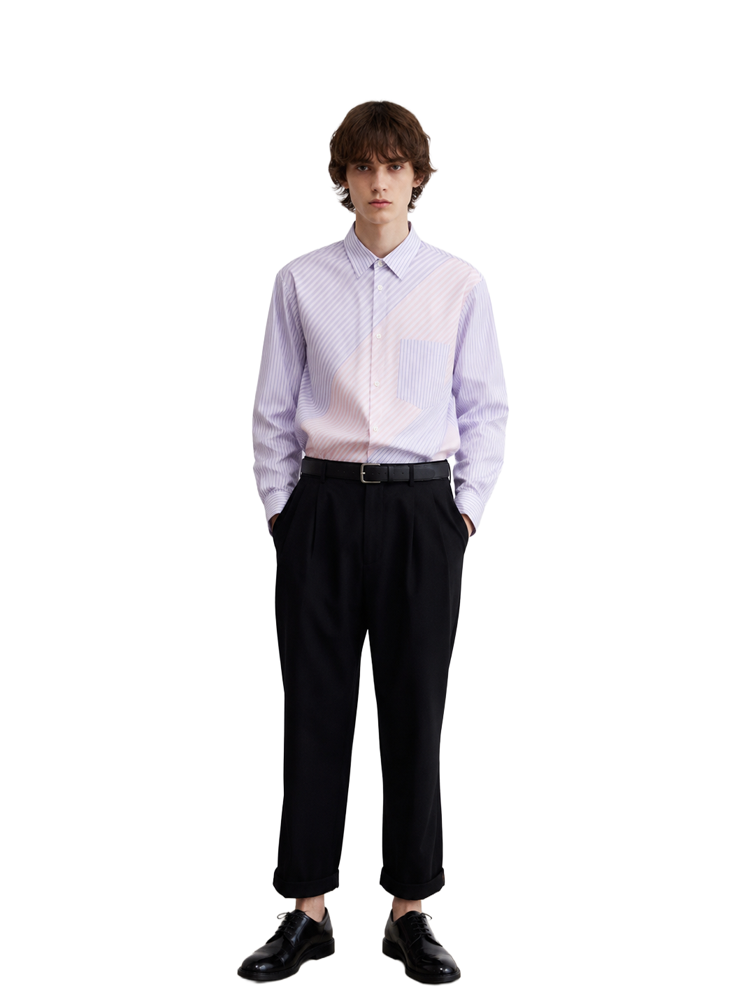 CDG Homme Deux Pink Diagonal Patchwork Shirt