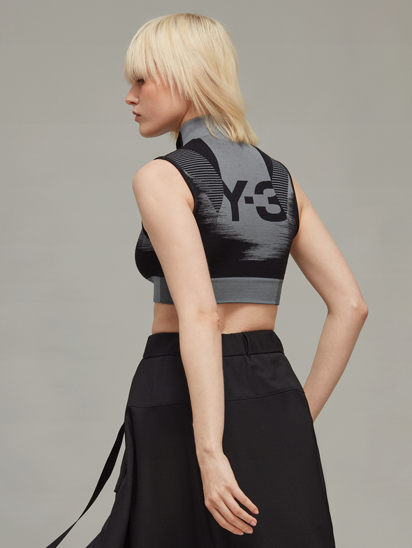 Y-3 Black/Grey Engineered Knit Top