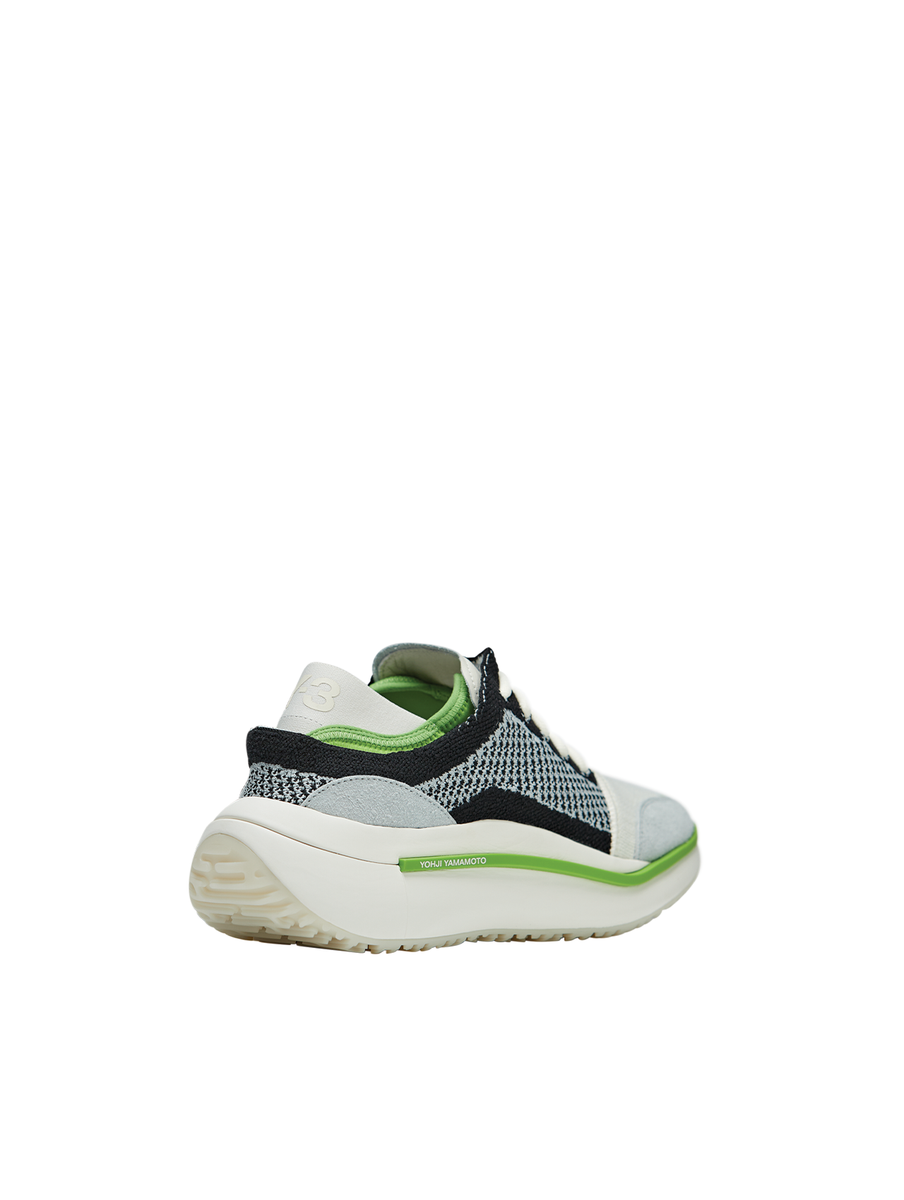 Y-3 White/Silver/Team Rave Green Qisan Knit Sneakers