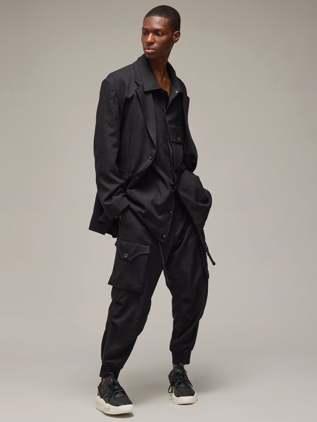 Y-3 Black Cuffed Cargo Pants