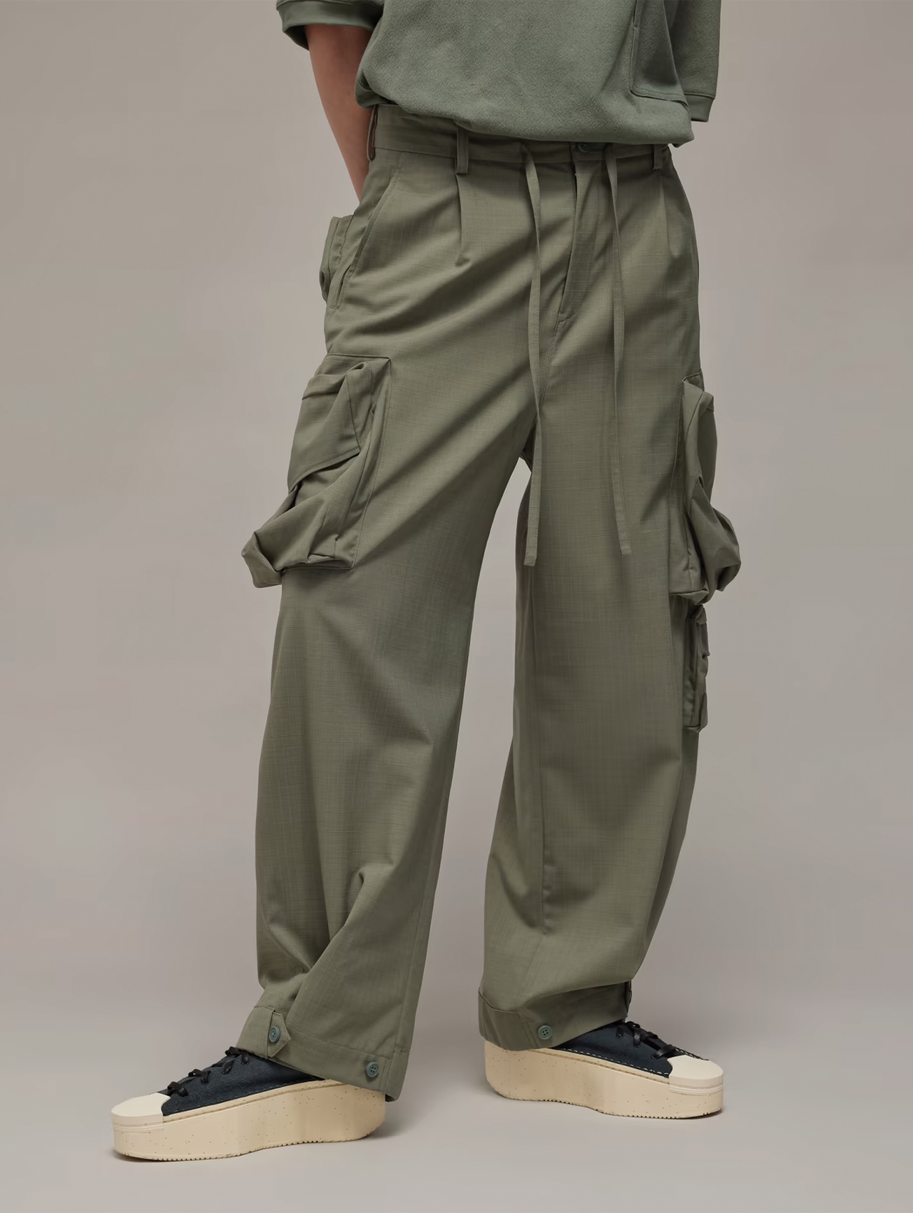 Y-3 Stone Green Nylon Cuffed Pants