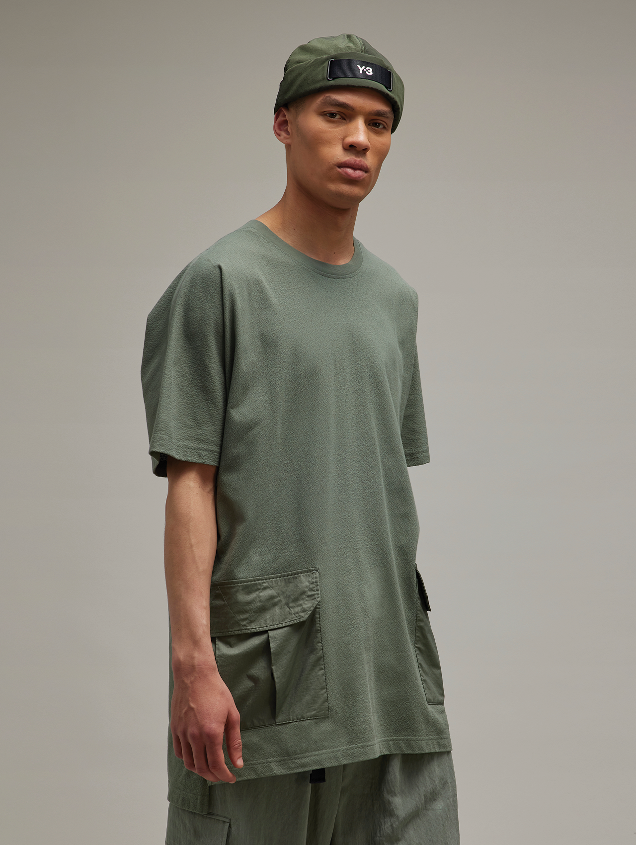Y-3 Stone Green Crepe Jersey Pocket T-Shirt