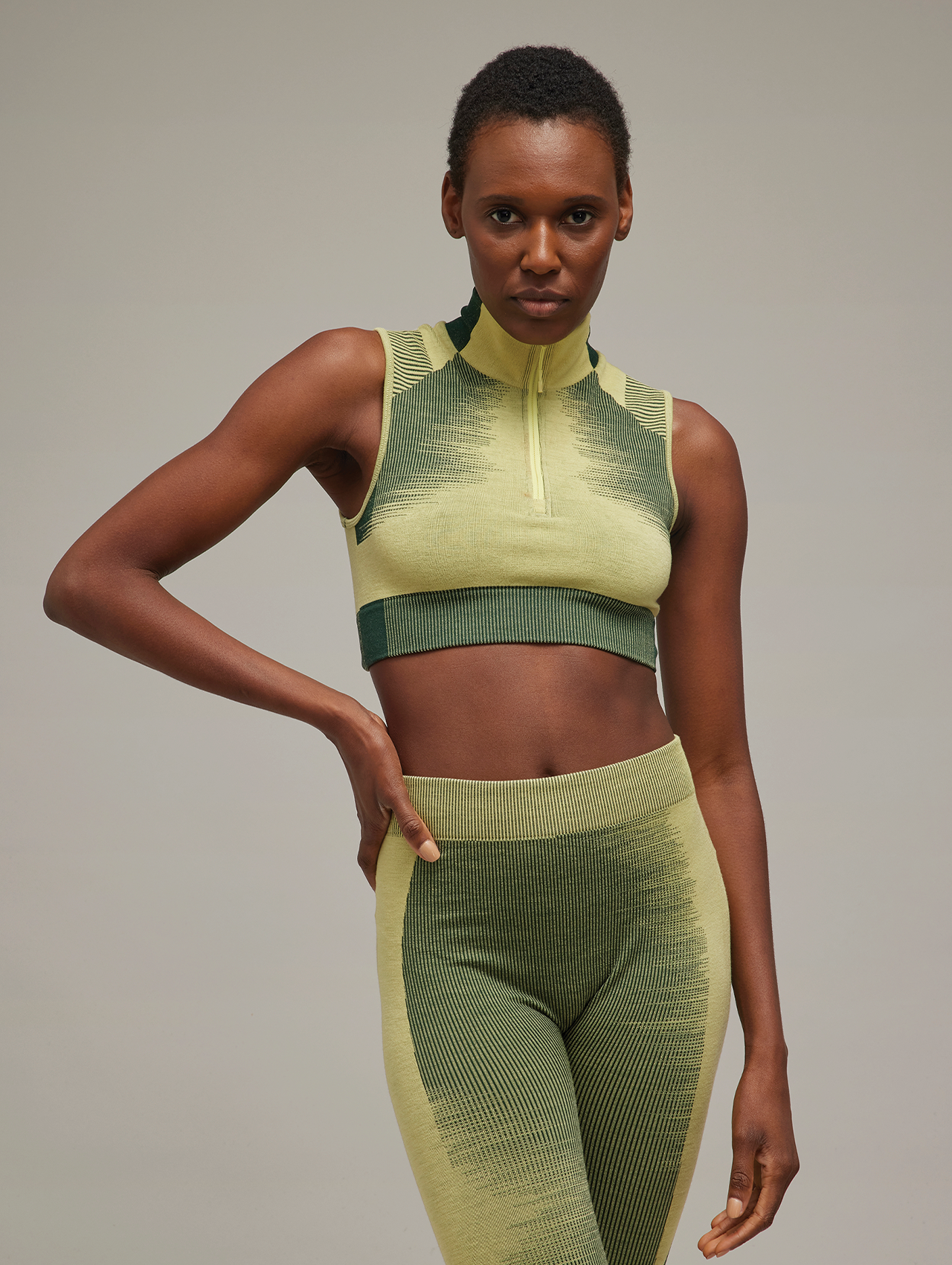 Y-3 Yellow/Green Engineered Knit Top