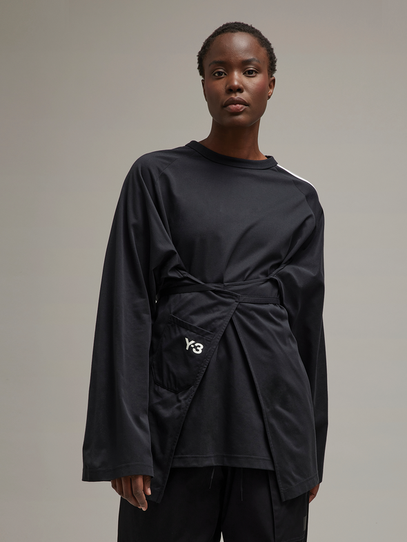 Y-3 Black Sail Closure Long Sleeve Tee