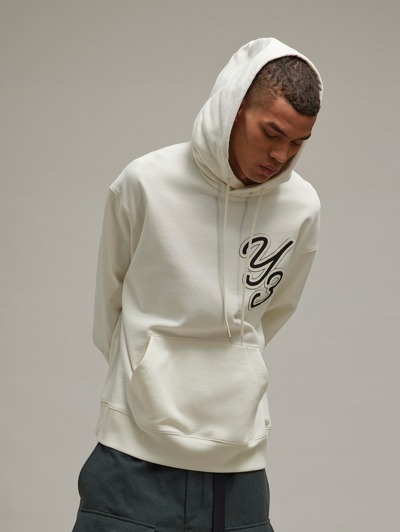 Y-3 White Graphic Logo Hoodie