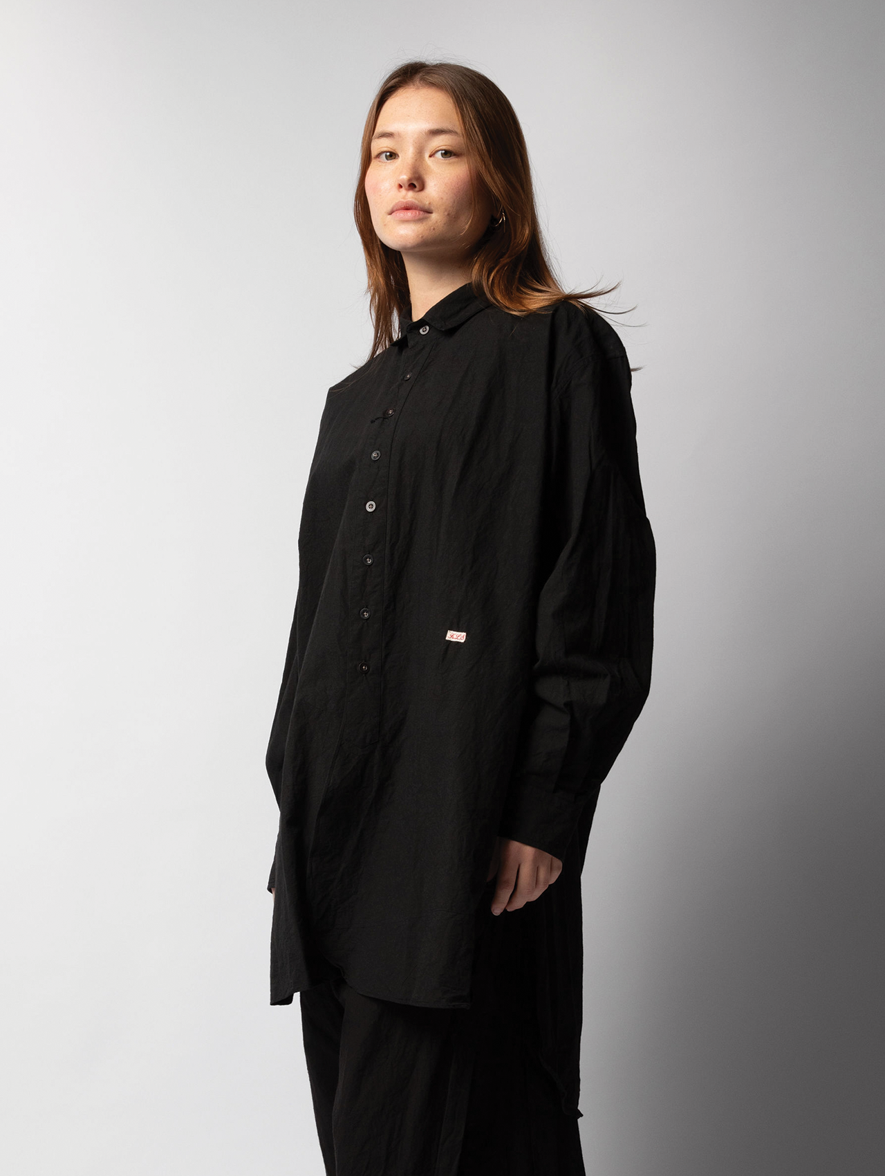 Klasica Black Cotton/Linen Oversized Shirt