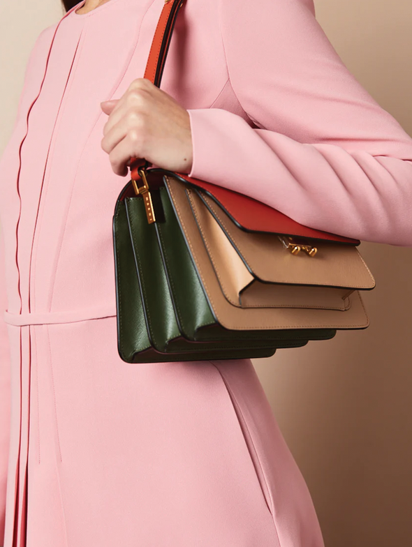Marni Red, Beige & Green Medium Trunk Bag