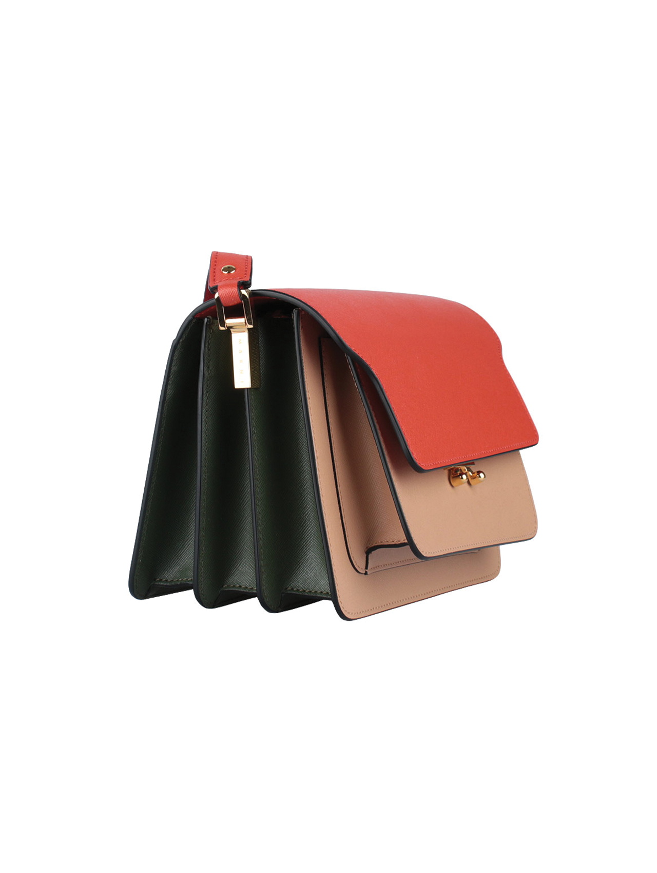 Marni Red, Beige & Green Medium Trunk Bag