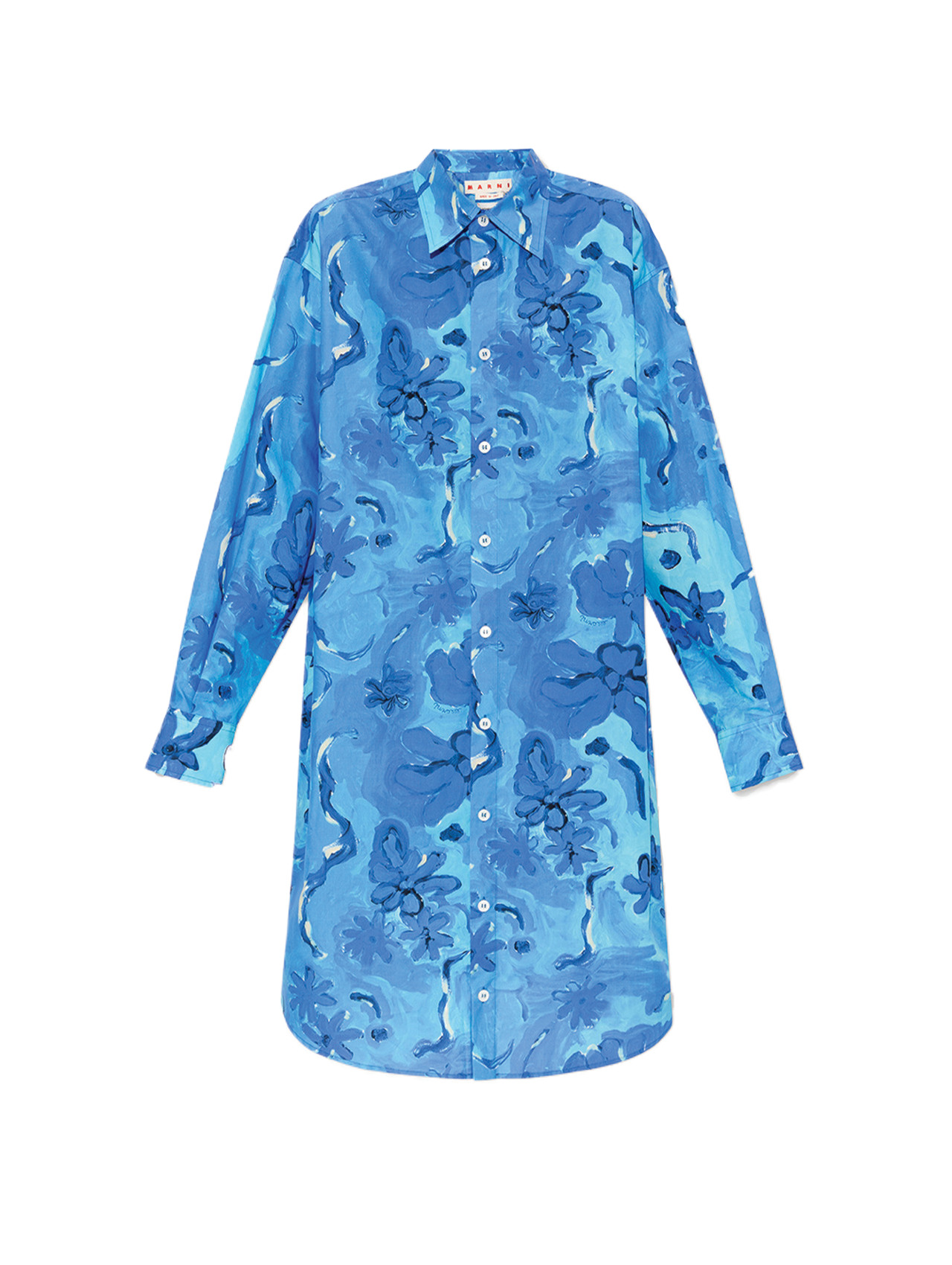 Marni Blue Floral Shirt Dress