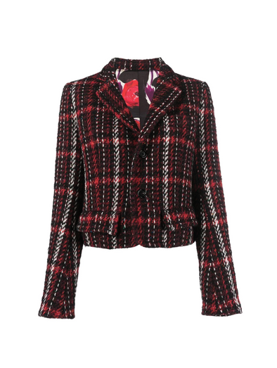 Marni Ruby Red Cropped Tweed Jacket