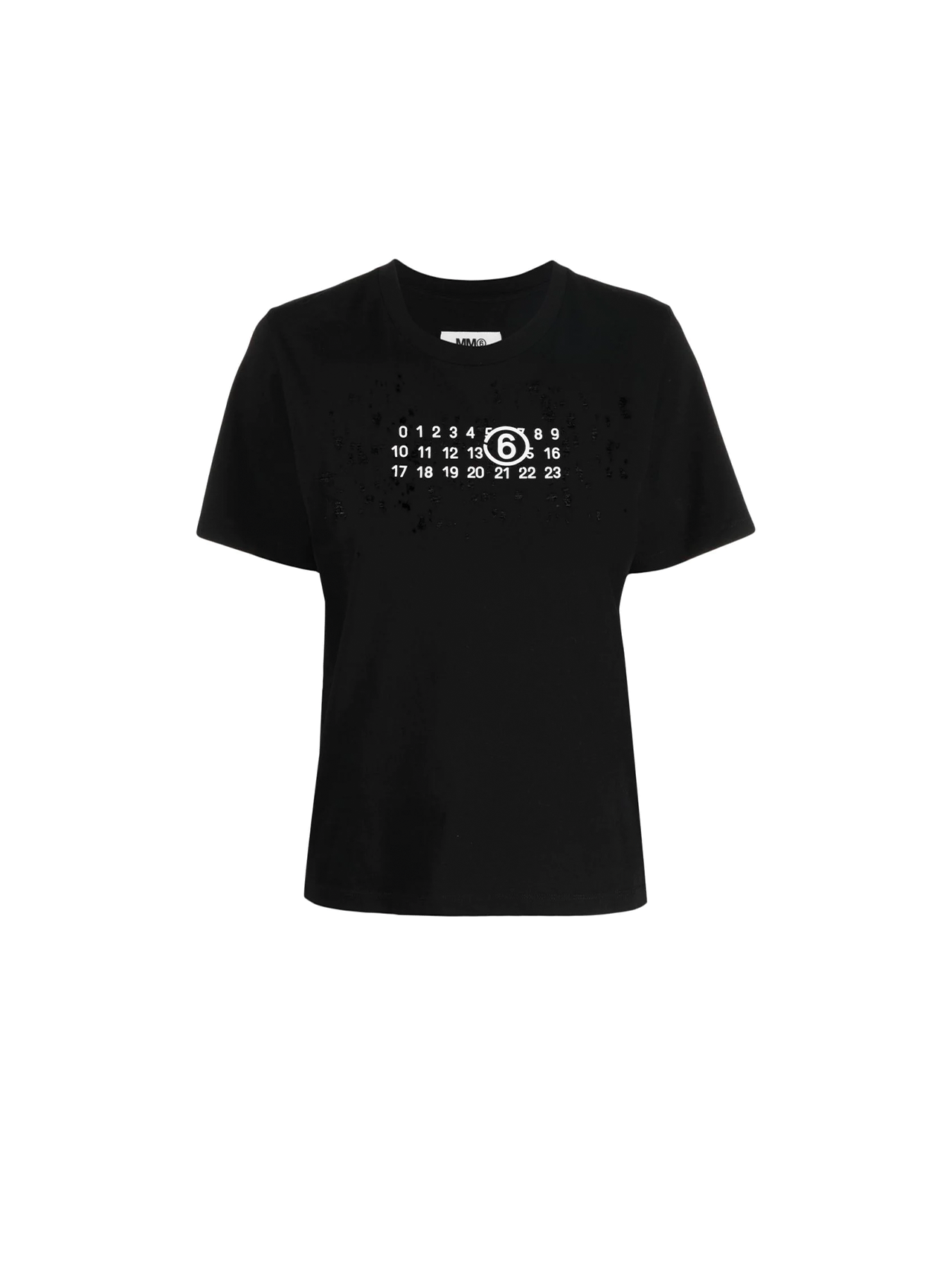 MM6 Black Distressed Numbers Tshirt