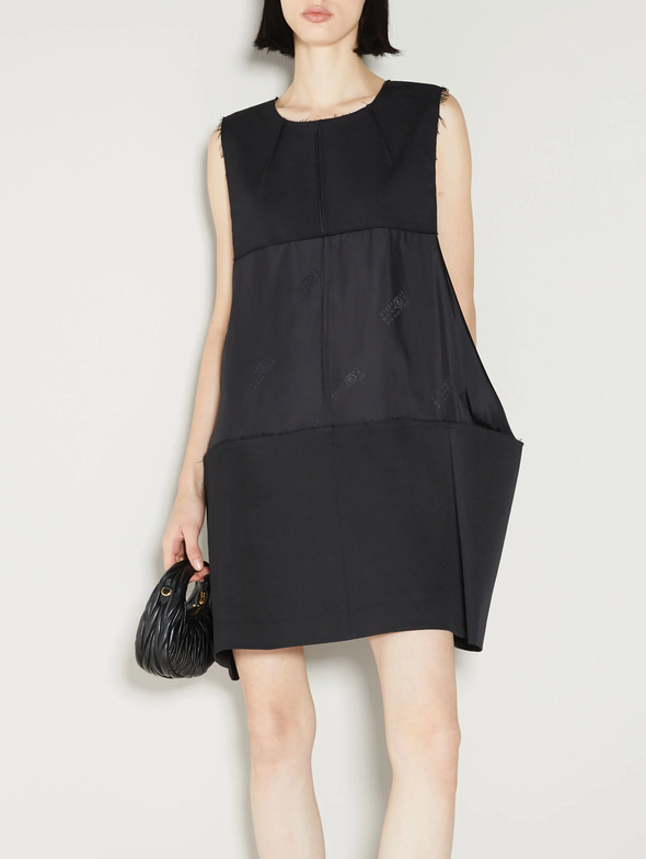 MM6 Black Raw Cut Panelled Mini Dress