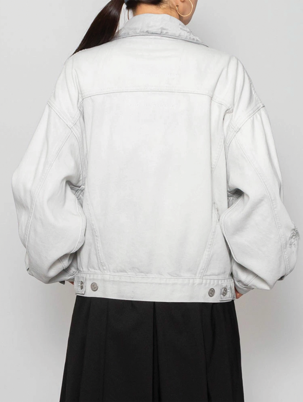 MM6 White Distressed Denim Jacket