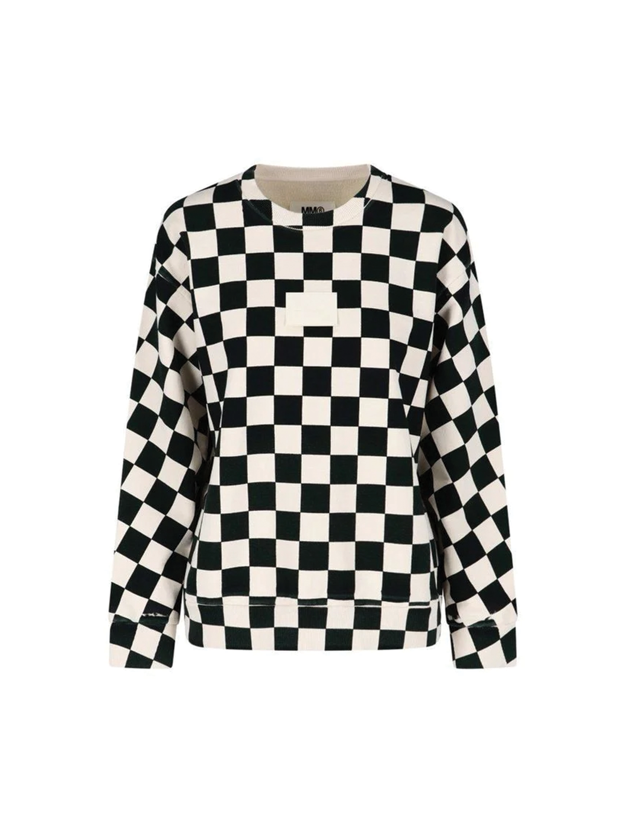 MM6 Beige/Green Check Print Sweatshirt