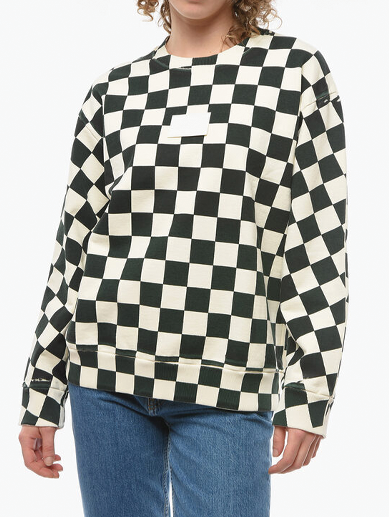 MM6 Beige/Green Check Print Sweatshirt