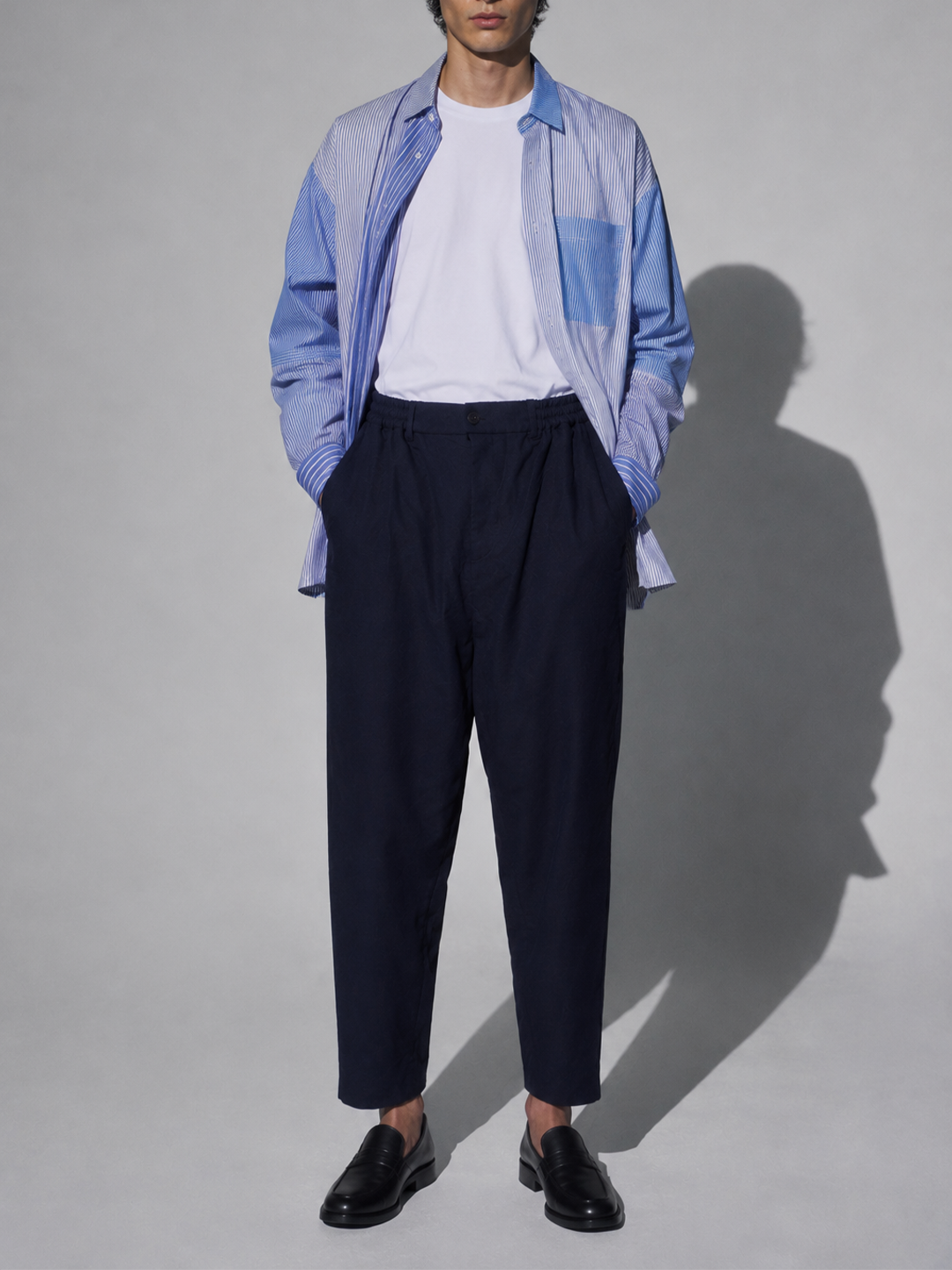 Homme Deux Navy Wrinkle Classic Pants
