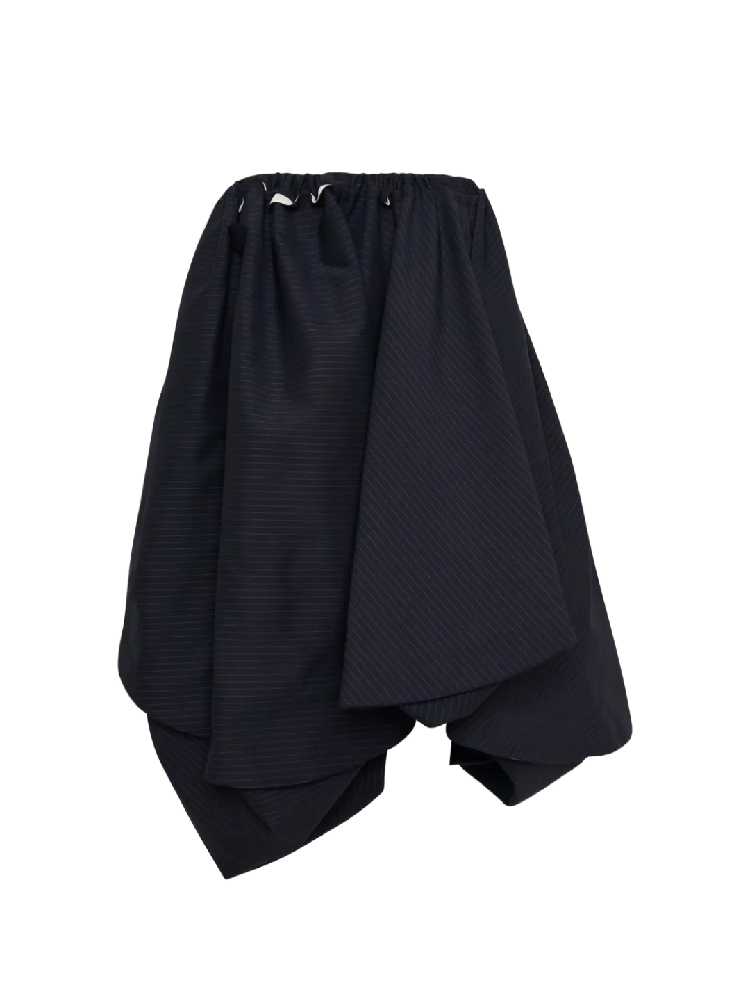 CDG TAO Navy Pinstripe Draped Skirt