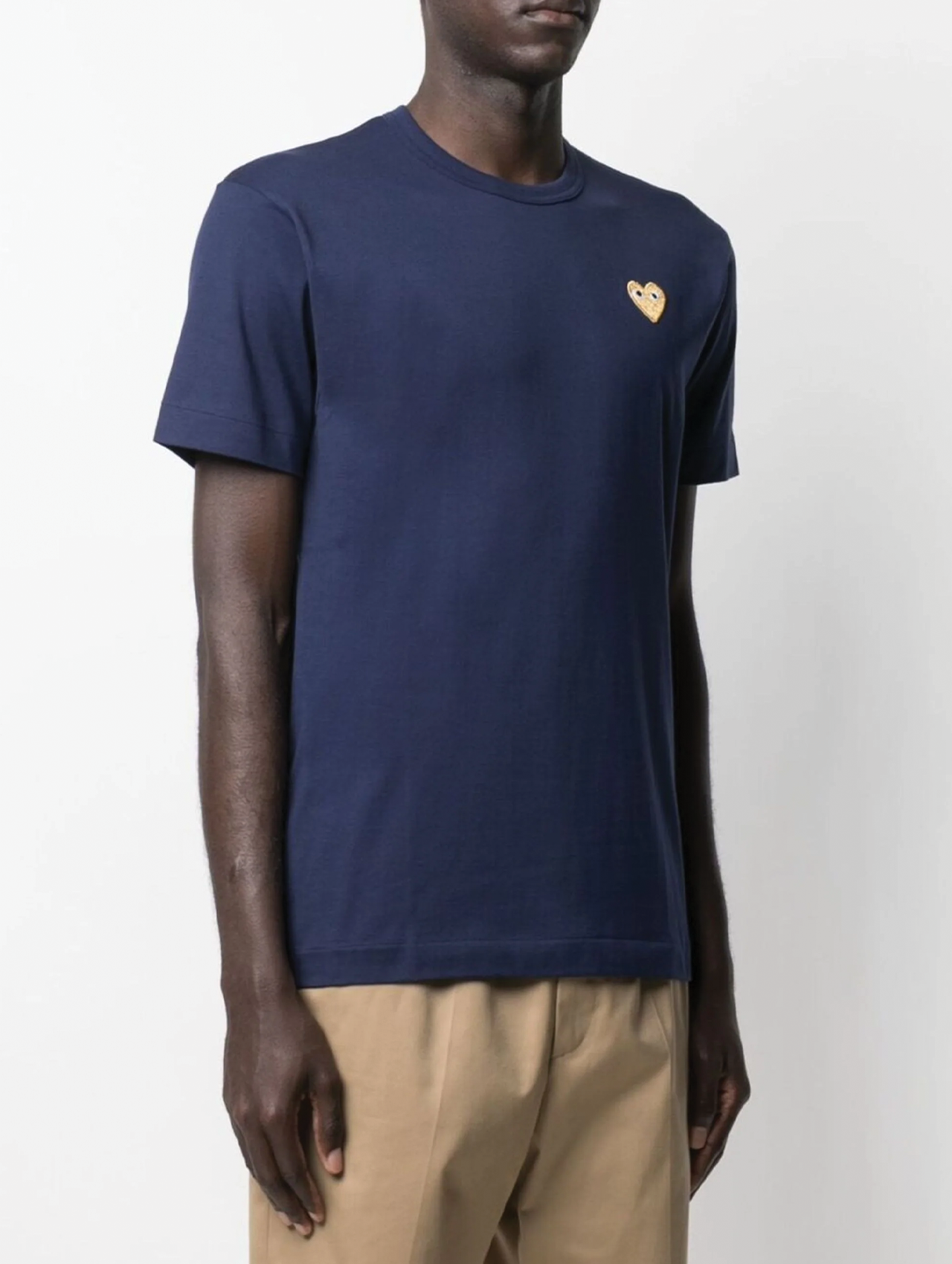 CDG PLAY Navy Yellow Heart T-Shirt