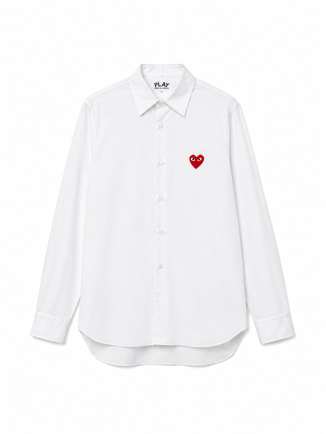 CDG Play Heart Embroidered White Shirt