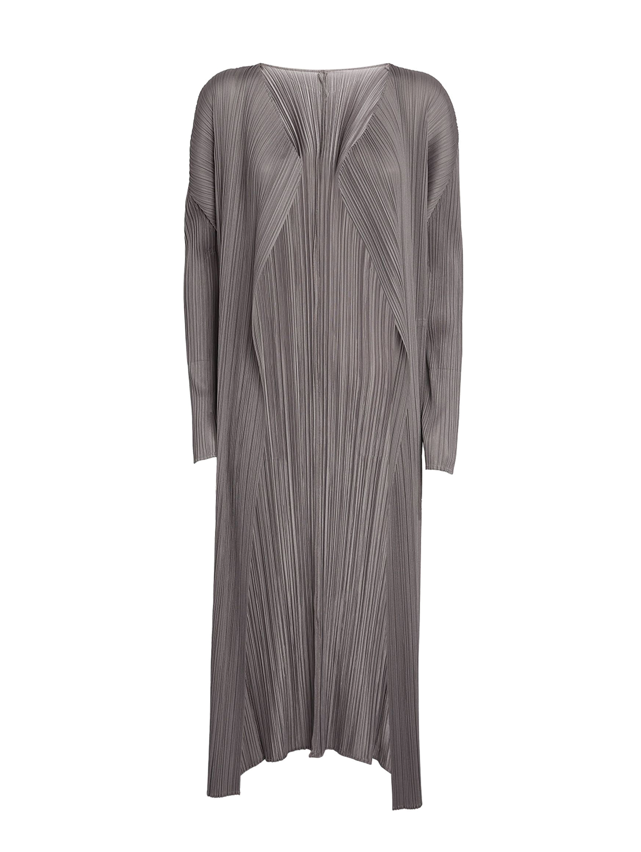 Pleats Please Issey Miyake Grey Basics Long Sleeve Coat