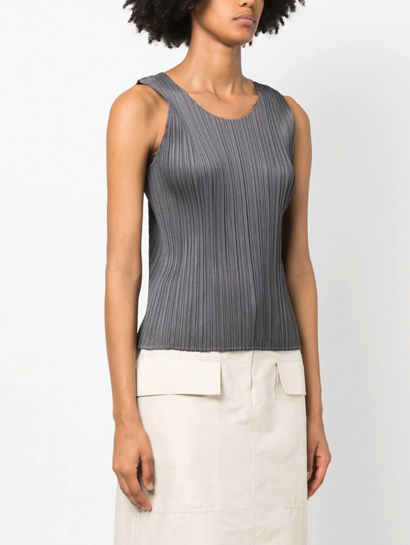 Pleats Please Issey Miyake Grey Basics Tank Top