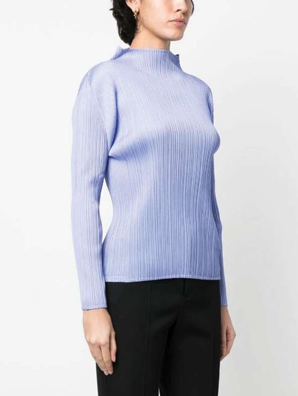Pleats Please Issey Miyake Light Blue Long Sleeve Top