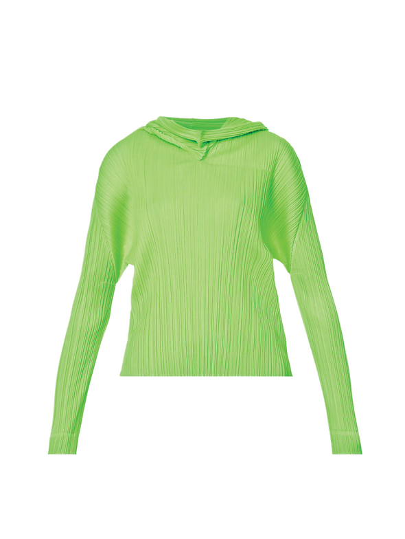 Pleats Please Issey Miyake Neon Green Hooded Top