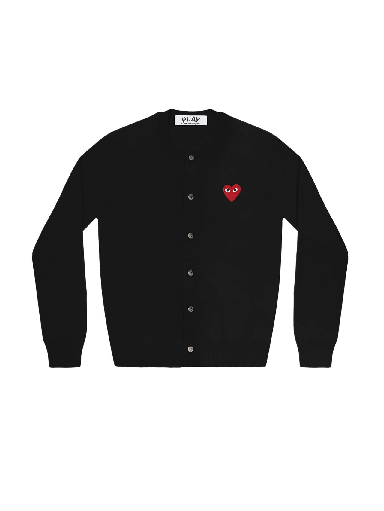 CDG PLAY Black Round Neck Cardigan