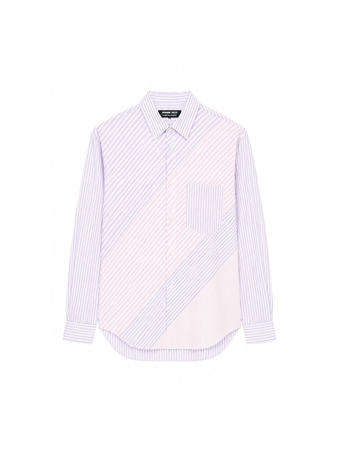CDG Homme Deux Pink Diagonal Patchwork Shirt