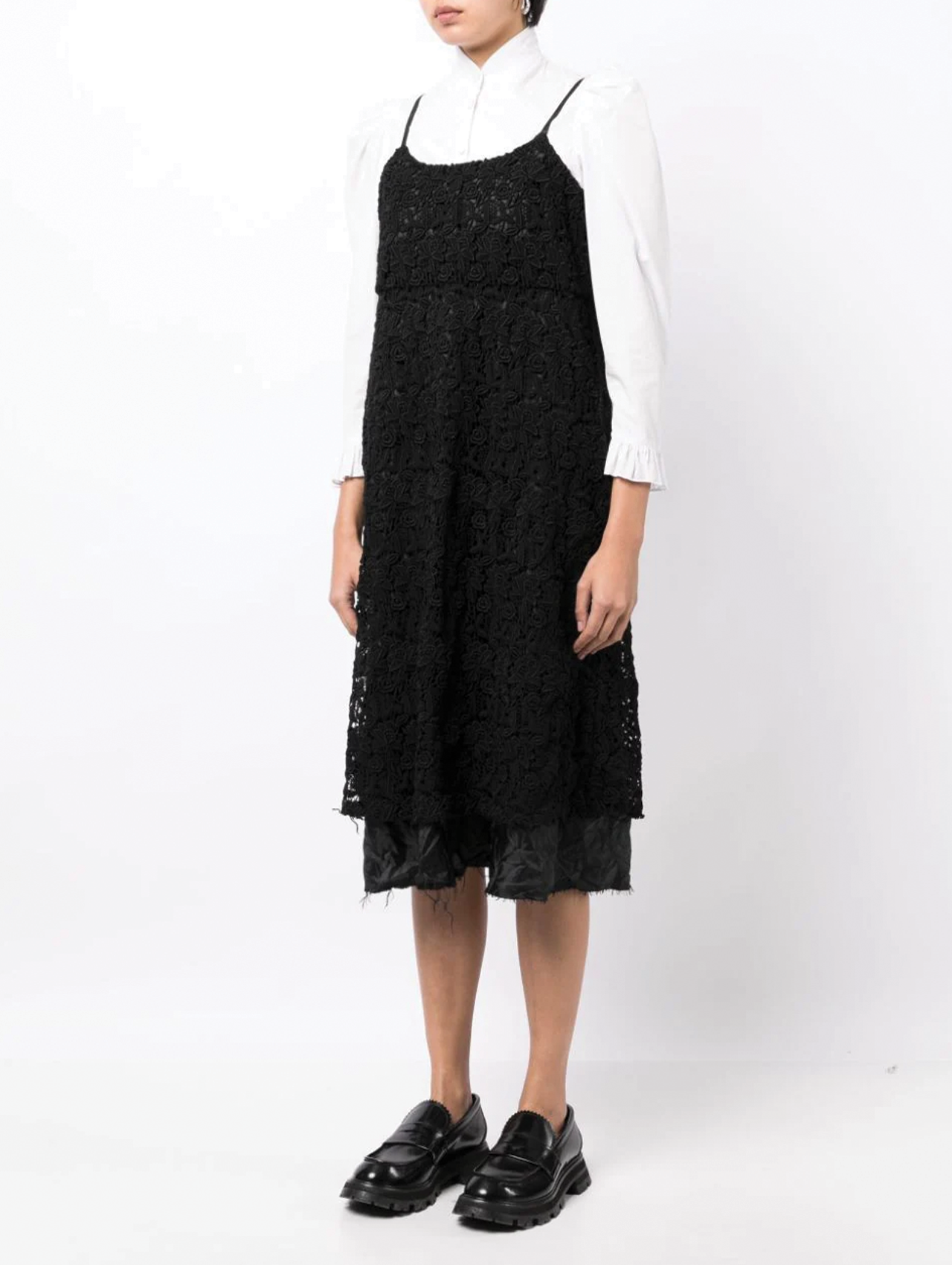 CDG CDG Black Layered Lace Shift Dress