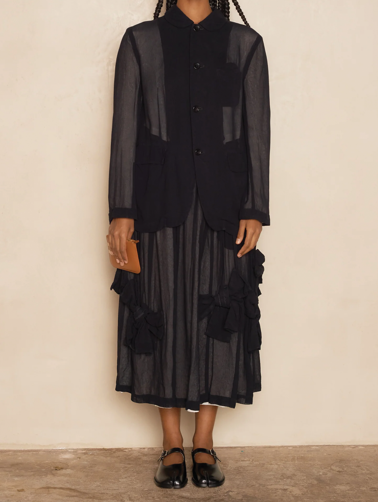 CDG CDG Black Sheer Georgette Bow Skirt