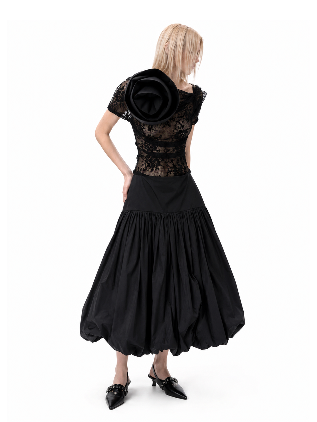 Vaquera Black Lace Rose Top