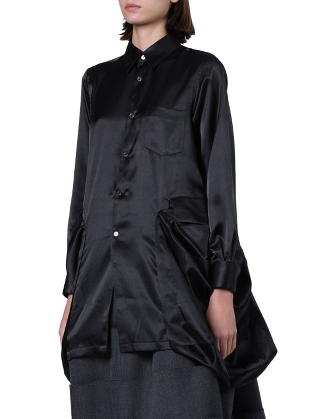 CDG CDG Black Satin Side Panel Shirt