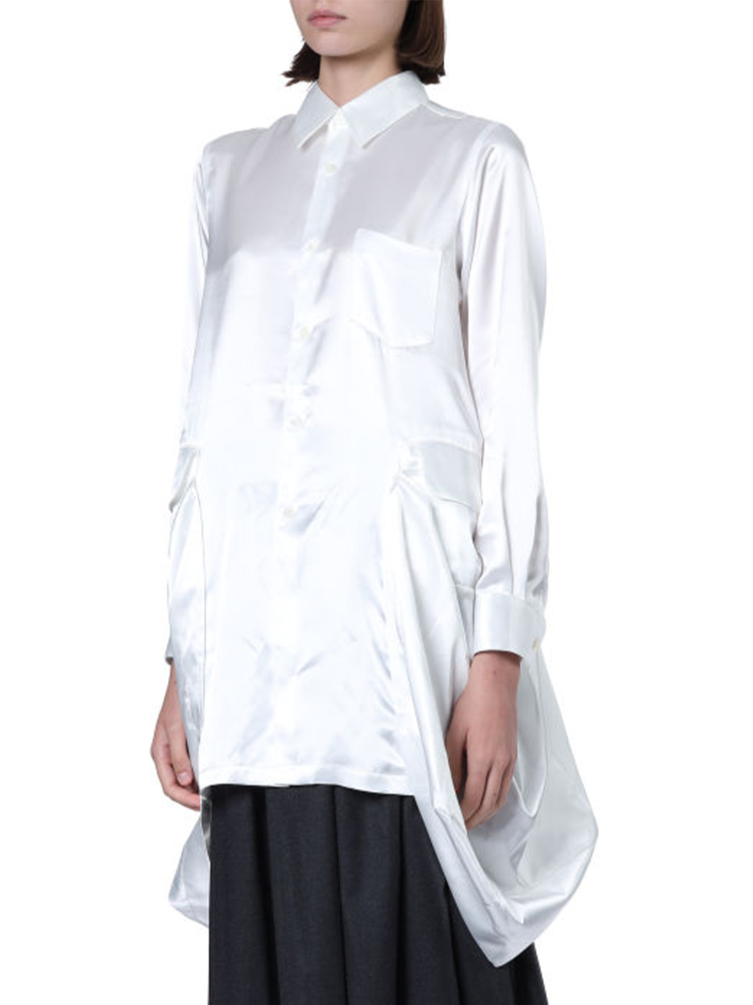 CDG CDG White Satin Side Panel Shirt