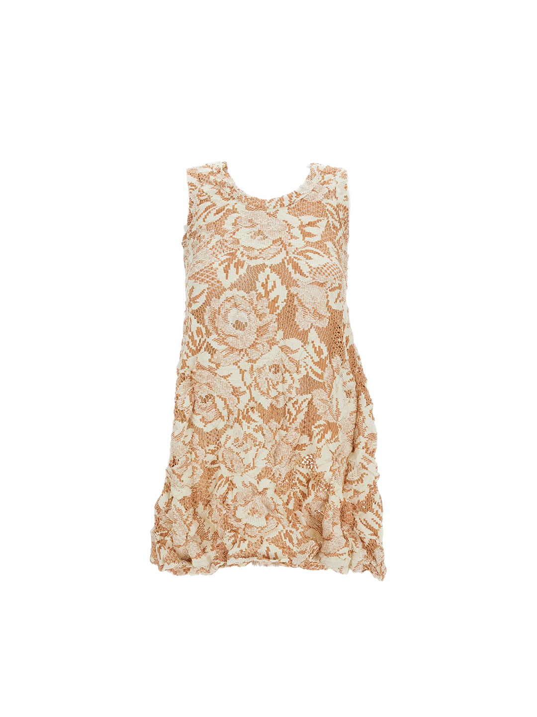 Comme Des Garçons Beige Floral Embroidered Top