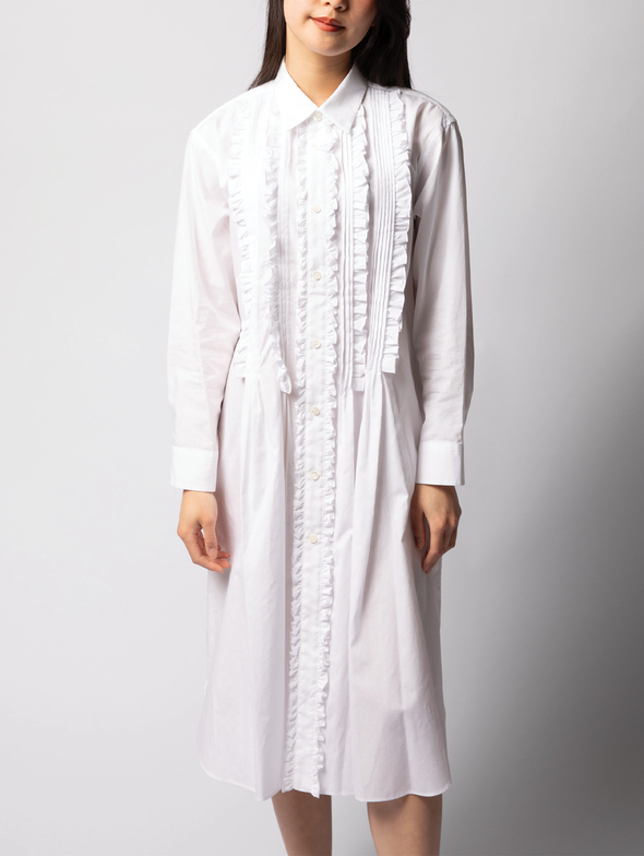 CDG TAO White Ruffle Shirt Dress
