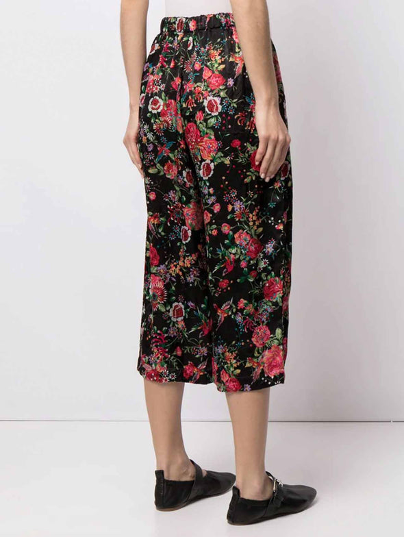 CDG CDG Black Floral Print Cropped Pants